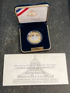 2000 US LIBRARY OF CONGRESS BIMETALLIC PROOF $10 COIN