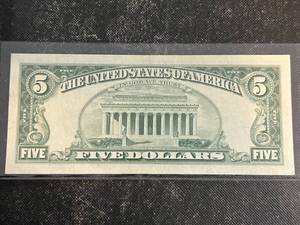 1963 US RED SEAL $5 NOTE