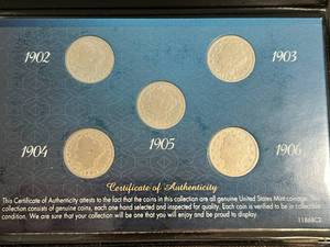 5 YEARS OF LIBERTY HEAD NICKELS SET 1902-1906