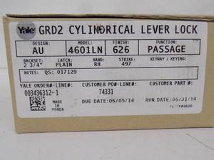 lot 55 image: Cylindrical Lever Lock