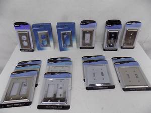 lot 114 image: 30 - Amerelle decor, Switch plates, Doubles, Singles, Square, Polished Chrome, Brushed Nickel