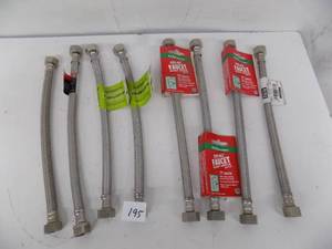 lot 195 image: 8 - 12 Stainless Steel Braided Faucet Supply