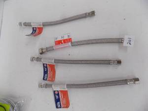 lot 201 image: 4 - 12 Stainless Steel Braided Supply