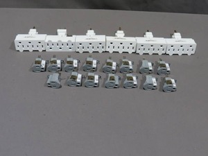 lot 86 image: Mixed Lot - Eaton Wiring Devices 1192W-SP Grounded Swivel Outlet Tap 15 a 2-Pole 3-Outlet White(Qty 6), Cooper Wiring - Eagle 419GY Gray 2 Wire Grounding Adapter(Qty 15)