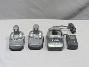 lot 55 image: Mixed Lot of Ryobi Batteries(2) with a Ryobi Charger