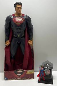 Large Superman Action Figure & Superman Bank Clock (Works)