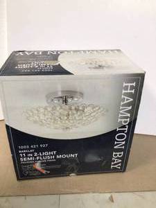 lot 2 image: Hampton Bay Barclay 11 in. 2-Light Chrome and Crystal Semi-Flush Mount Customer Returns See Pictures