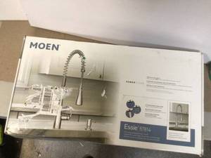 lot 7 image: MOEN Essie Single-Handle Pre-Rinse Spring Pulldown Sprayer Kitchen Faucet with Power Clean in Chrome Customer Returns See Pictures