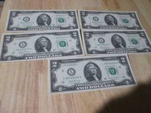 5 Uncirculated Sequentially Numbered $2.00 Bills