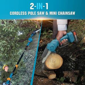 lot 2 image: PFCTART Cordless Pole Saw and Mini 6 Chainsaw