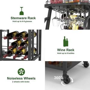lot 21 image: Aubtik Rustic Bar Cart with Wheels
