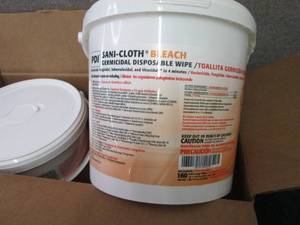 lot 79 image: 2- 160 ct Pails SaniCloth Bleach Ge...