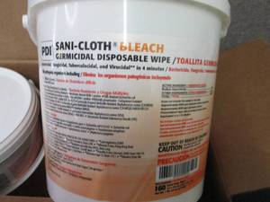 lot 82 image: 2- 160 ct Pails SaniCloth Bleach Ge...