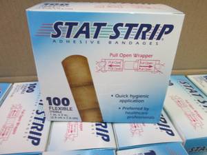 lot 127 image: Case of 12-100ct Stat Strips 1x3 in...