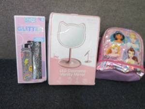 lot 216 image: Glitter Water Bottle, Vanity Mirror...
