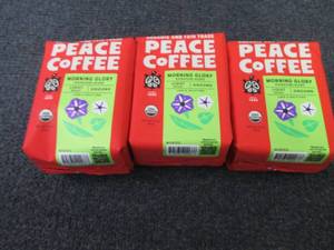 lot 421 image: 3- 12 oz Peace Coffee Morning Glory...