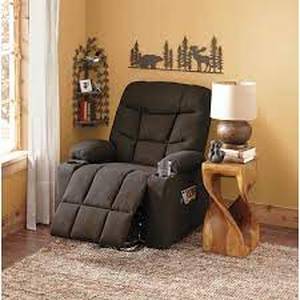 lot 1 image: Colton Lift Recliner with Heat and Massage-Brown