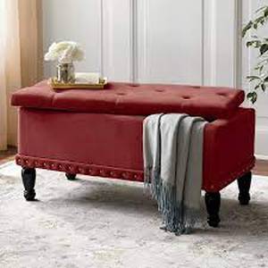 lot 32 image: Ember Tufted Bench-Red