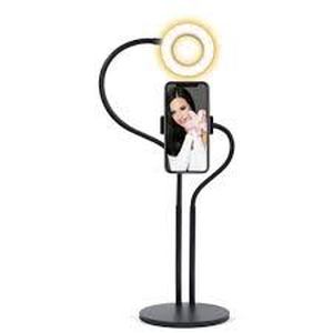 lot 15 image: Merkury Desktop Selfie Studio Vlogging Ring Light Phone Holder with Remote