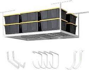 lot 38 image: SafeRacks 4 ft. x 8 ft. Overhead Garage Storage Rack and Accessories Kit-White