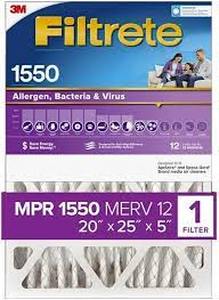 lot 77 image: Set of 2 3M Filtrete 25 in. W x 20 in. H x 5 in. D Pleated Air Filter