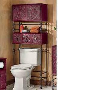 lot 100 image: Embossed Floral Bathroom Space Saver-Burgundy