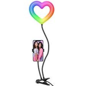 lot 109 image: Dixie & Charli 6 Heart Shaped Color LED Ring Light Cell Phone Holder