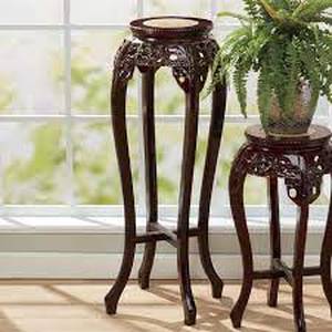 lot 126 image: Hand-Carved Genuine Marble Tall Plant Stand