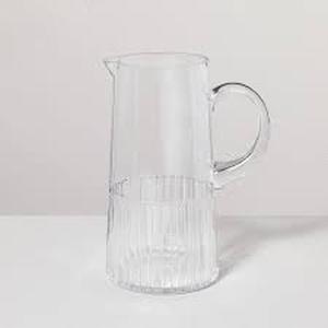 lot 129 image: 79oz Fluted Glass Beverage Pitcher Clear - Hearth & Hand with Magnolia