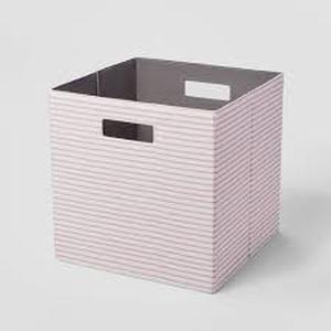 lot 139 image: Set of 2 13 x 13 Fabric Bin - Brightroom-Rose Stripes
