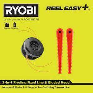 lot 182 image: Ryobi REEL EASY 2-in-1 Pivoting Fixed Line and Bladed Head for Bump Feed Trimmers