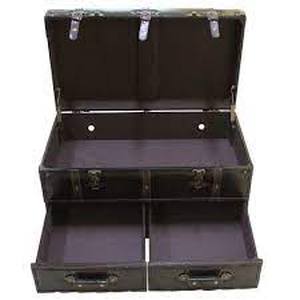 lot 106A image: River of Goods Braxton Faux Leather Storage Trunk-Brown