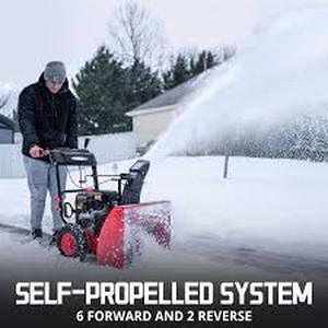 lot 61A image: Powersmart 24 in. 2-Stage Electric Start Gas Snow Blower with Heated Handles and LED Light