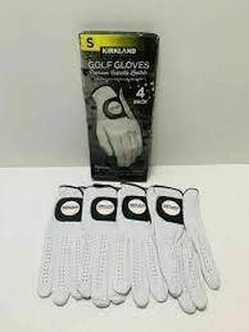 lot 144 image: Kirkland Signature Leather Golf Glove 4-pack- Left Hand Glove For Right Handed Golfers - Small