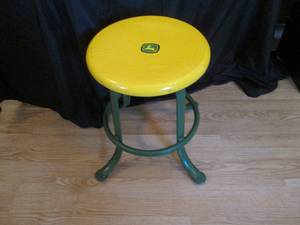 Vintage Metal framed John Deere Stool with wood seat