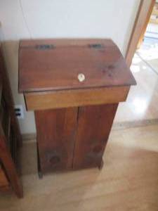 Vintage Wood potato bin or garbage cabinet with hinged lift open top