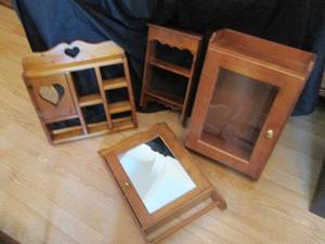 Lot of (4) assorted style wood shelves.