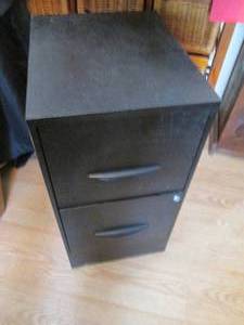 Black textured metal 2-drawer standard size file cabinet (with keys as this one locks)