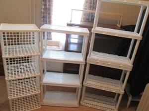 Trio of (3) plastic shelving units