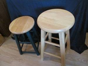 Pair of (2) slightly mismatched wooden stools