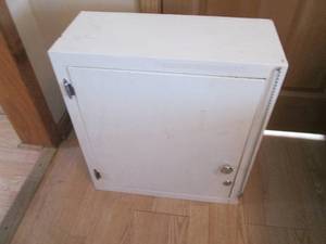 Vintage single door locking Wall cabinet with key on attached chain