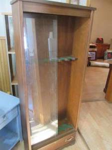 Vintage yet Simplistic style 6-place gun cabinet with sliding front doors and lower drawer for storage