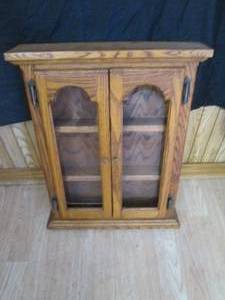Country style wall hanging Display Cabinet with glass front doors