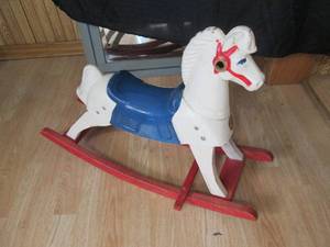 Vintage plastic child size painted rocking horse (minus the handle for holding on)