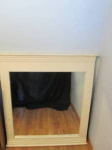 Large Off white dresser-top style wood framed mirror