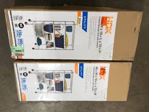 Lot of 2 HDX 5-Tier Steel Wire Shelving Unit with Casters in Chrome (48 in. W x 72 in. H x 18 in. D) Customer Returns See Pictures