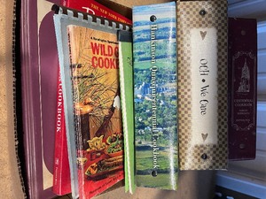 Flat of cook books  including church and other location books