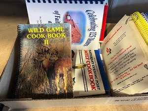 Flat of cook books  including church and other location books