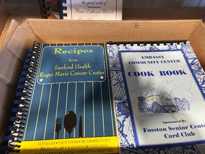 Flat of cook books  including church and other location books