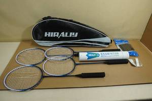 Hiraliy Badminton Racket Set -4 Rackets, 12 Shuttlecocks, 4 Replacement Grips, 1 Bag